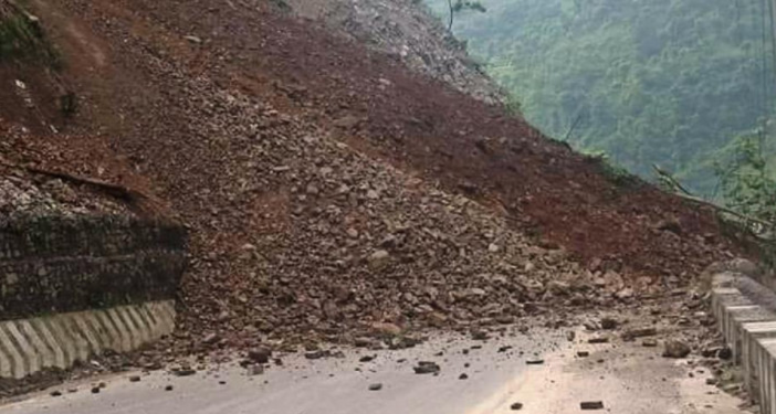 Narayangadh-Munglin road blocked due to landslides