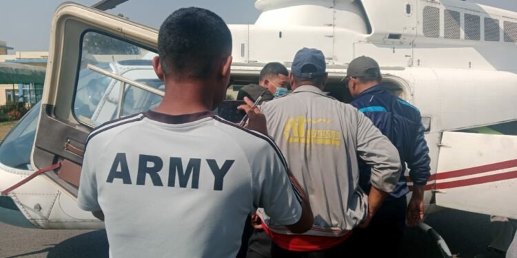 Two injured in fire airlifted to Kathmandu