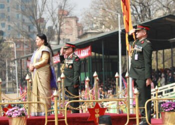 Prez Bhandari attends Maha Shivaratri feu de joie held by NA
