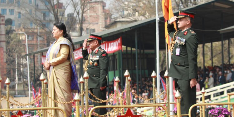 Prez Bhandari attends Maha Shivaratri feu de joie held by NA