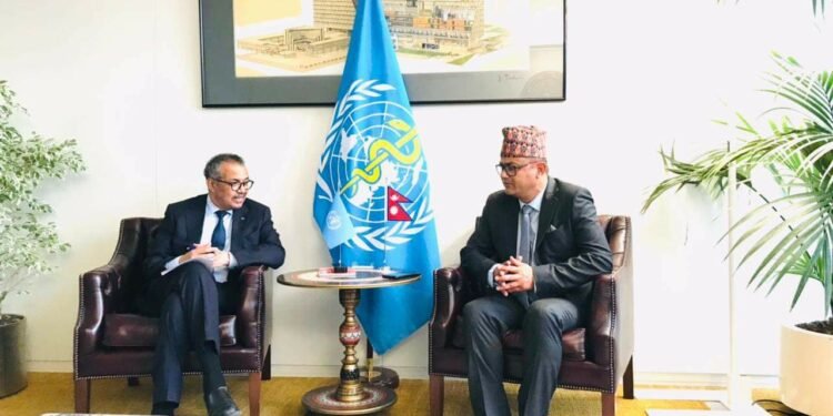 Health Minister Giri meets with WHO Director General Dr Ghebreyesus