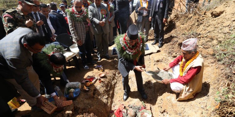 PM Dahal lays foundation stone for road upgradation project