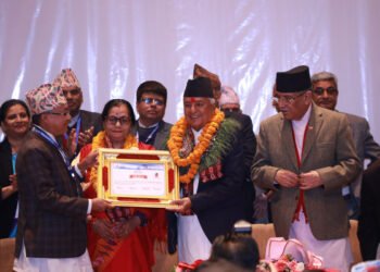Newly elected President Paudel receives certificate of election