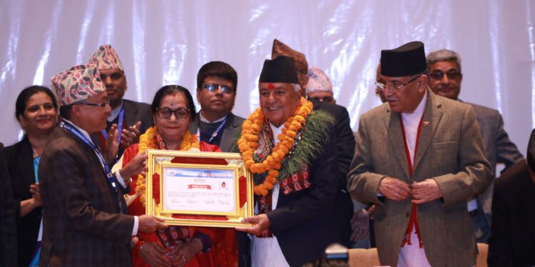 Newly elected President Paudel receives certificate of election