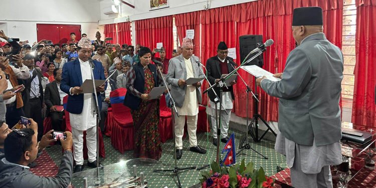Karnali State Chief Pariyar administers oath of office to three NC ministers