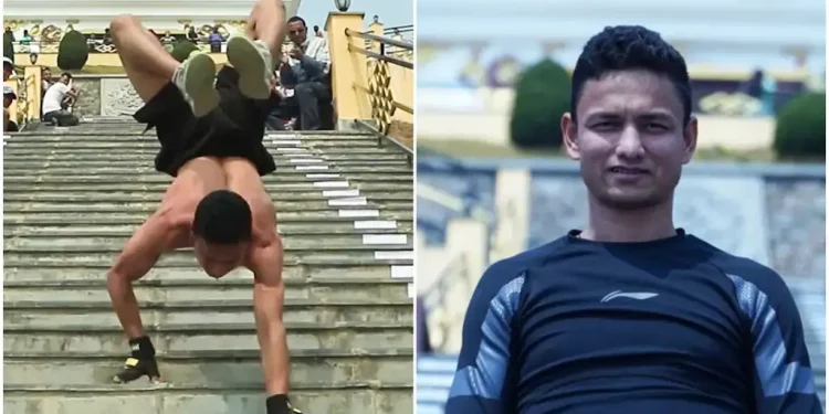 Hari Giri bags Guinness World Records for hand walks down stairs at record-breaking speed