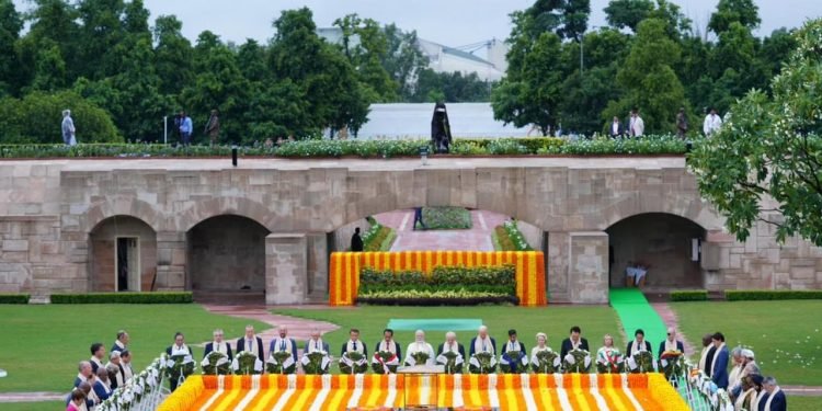 G20: American Prez Biden, French Prez Macron, other leaders pay homage at Raj Ghat