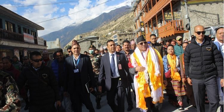 Prime Minister Dahal arrives Mustang