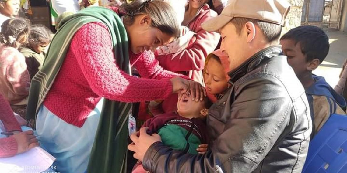 Children being administered vitamin ‘A’