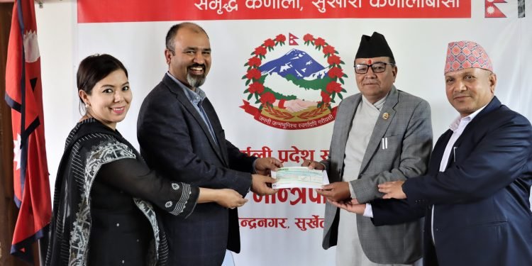 Ncell hands over its support of Rs. 50 lakhs to the Provincial Government of Karnali in Surkhet