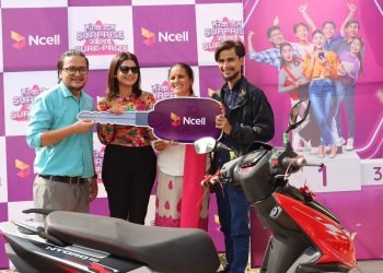 Three winners receive scooters as part of Ncell’s ‘Harek Din Surprise Sabailai Sure-Prize’ campaign