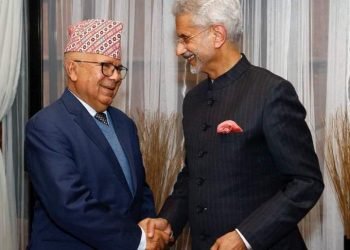 Visiting Indian External Affairs Minister Jaishankar meets with Unified Socialist Chair Nepal