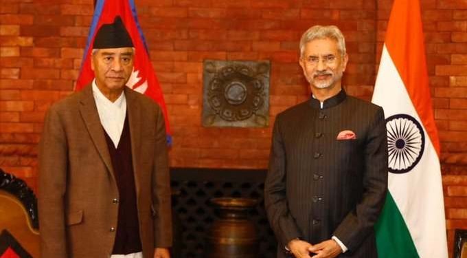 Visiting Indian External Affairs Minister Jaishankar meets with NC President Deuba