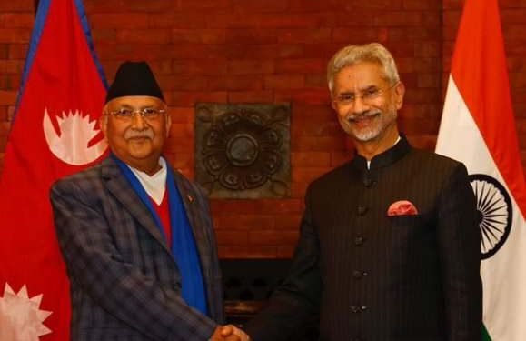 Visiting Indian External Affairs Minister Jaishankar meets with UML Chair Oli
