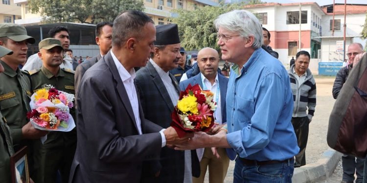 British Minister of State Mitchell visits Lumbini Hospital