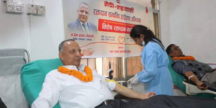 Global blood donor Mainali donates blood for 206th time