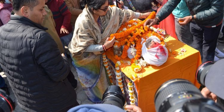Mortal remains of Acharya at NAMUDA for last tributes