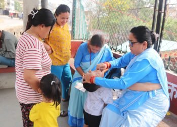 Vitamin ‘A’ capsules, de-worming tablets being administered to children