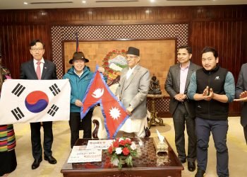 PM Dahal hands Nepali national flag to Jugal Himal expedition team