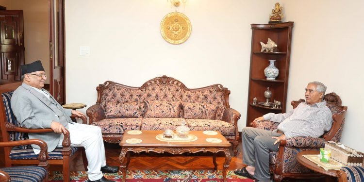 PM Dahal meets with NC President Deuba