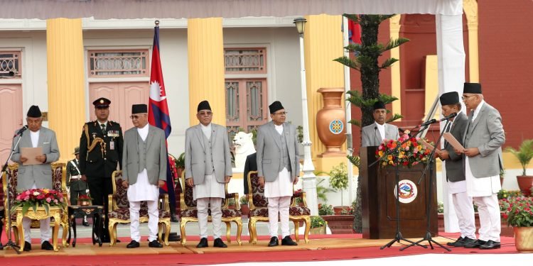 DPM Singh and Paudel take oath of office and secrecy