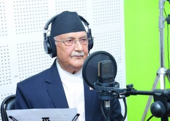 PM Oli records his voice in social movie ‘Nametine Ghau’