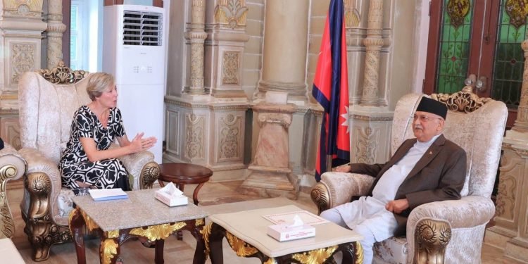 PM Oli and EU Ambassador Lorenzo meet