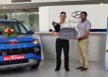 Prize handover to winner of “Hyundai Festive Delight 2080” offer