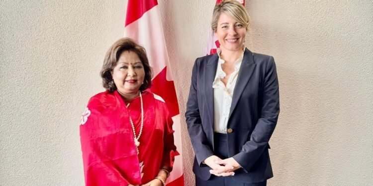 Foreign Minister Dr Deuba holds bilateral talks with Canadian counterpart Joly