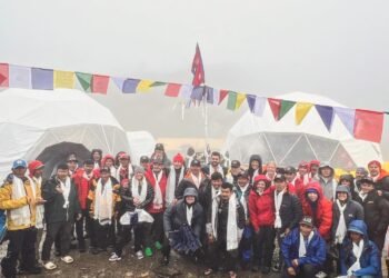 Climbing team attempting Manaslu reaches base camp, conducts puja ceremony