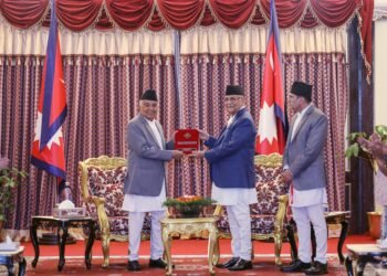 PM Oli presents Security Council’s reports to President Paudel