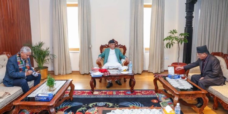PM Oli meets leaders Deuba, Dahal