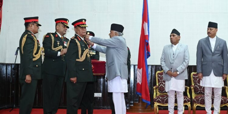 President confers rank insignia on new CoAS Sigdel