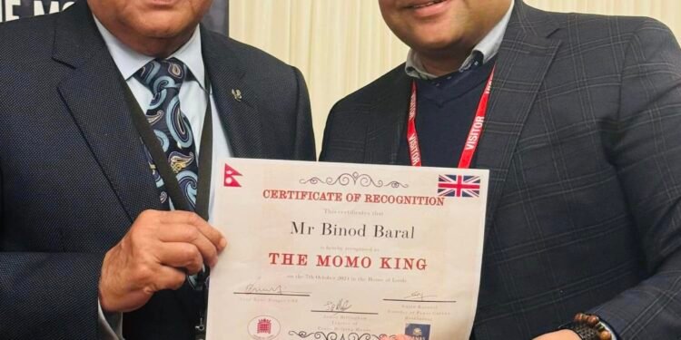 British-Nepali Chef Baral Recognized as “Momo King” at the House of Lords for Global Contributions