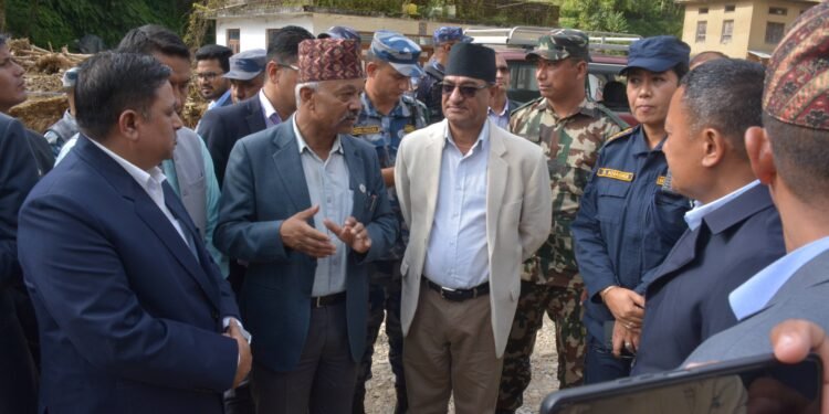 Home Minister Lekhak visits disaster-hit Bhumidanda, Bethanchowk