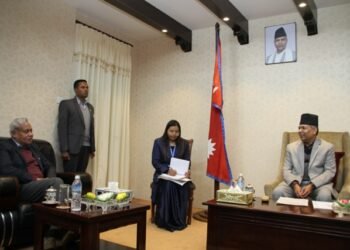 Indian ambassador to Nepal Srivastava pays courtesy call on Vice President Yadav
