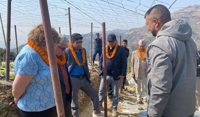 Ambassador of Israel visits a model farm in Dhading