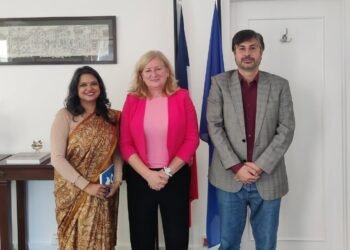 French Ambassador Corteval and CORTEVAL and ACF Nepal Director Acharya discuss strengthening Nepal’s nutrition programs