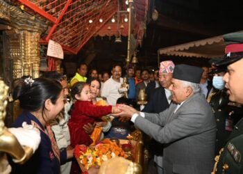 President Paudal has a darshan of Seto Machchindranath