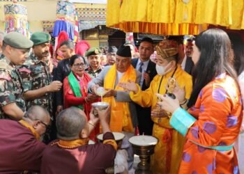 President Paudel conducts worship at Lhakhang monastery of Bouddha