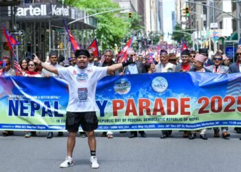 “International Parkour Ambassador Dinesh Sunar meets U.S. Senate Majority Leader Chuck Schumer at NYC Nepal Day Parade 2025”
