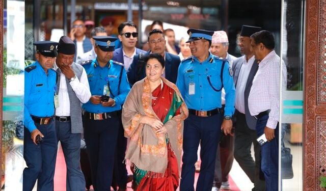 Former President Bhandari returns home from China
