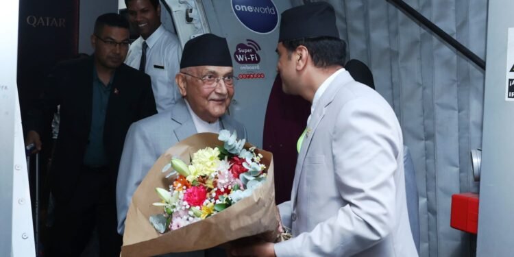 PM Oli arrives in Madrid