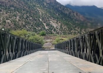 Bailey bridge installed over Kaligandaki River in Mustang