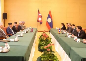PM Oli meets with Lao PDR President in Tianjin