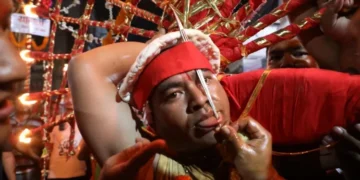 Tongue piercing festival in Madhyapurthimi today