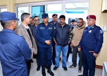 Home Minister Aryal inspects police stations in Bouddha, Sankhu