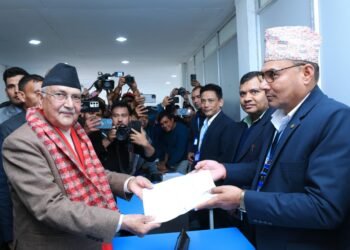 UML Chair and former PM Oli files nomination for HoR polls from Jhapa-5