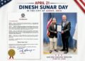 Dr Dinesh Sunar receives special recognition in US
