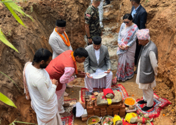 President Paudel lays foundation for Bhanu Literary Park in Tanahu